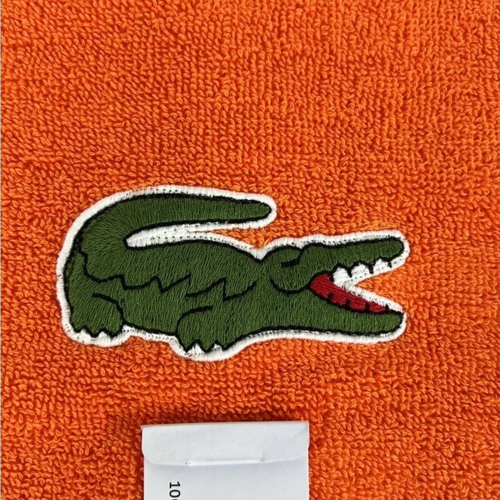 Lacoste ~ Orange Bath Towel 100% Cotton 30"x52" Big Crocodile Logo NWT&Beautiful - Picture 6 of 7